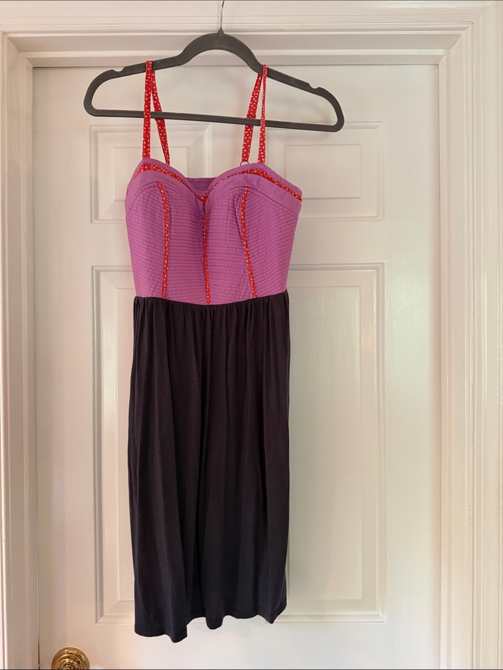 Pink and Dark Grey One-Piece Summer Dress